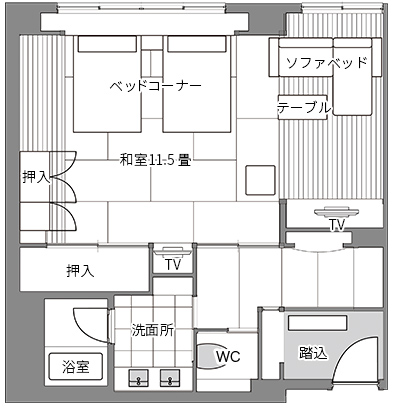 月の棟 Aタイプ　スタンダード和洋室の間取り図